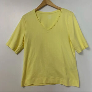 Chicos The Ultimate Tee 100% Cotton Size 2 large) Yellow  Comfort Casual Vibrant